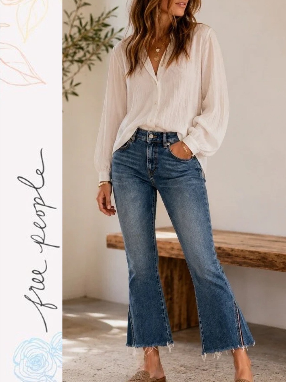 EUC Free People Crop Flare Jeans